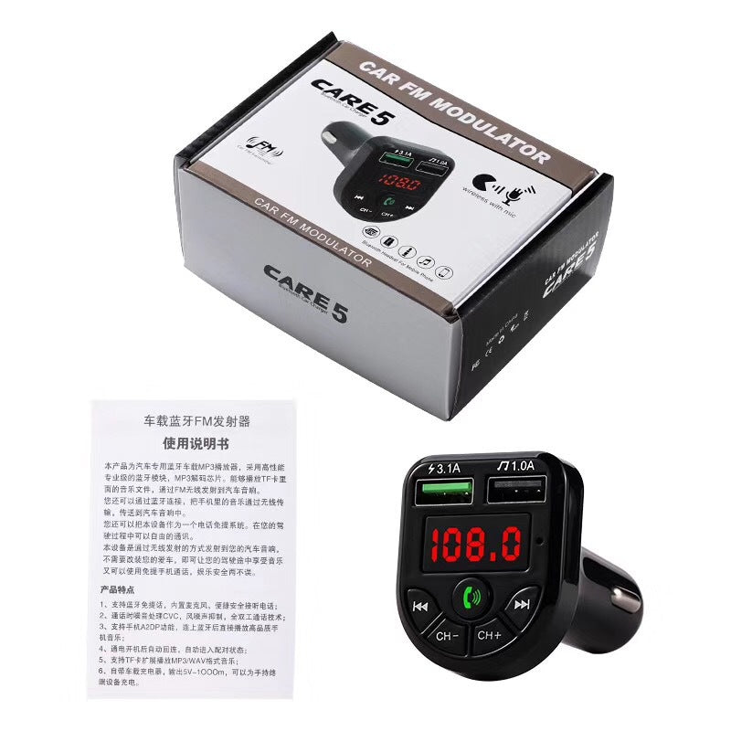 BTE5 Bluetooth 5.0 Car FM Transmitter – MP3 Player, Hands-Free & USB Charger - BsBuy
