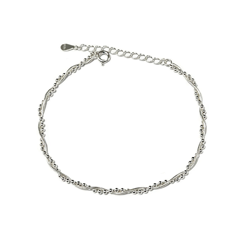 Sterling Silver Double-Layer Bead Bracelet | S925 | Korean Minimalist - BsBuy