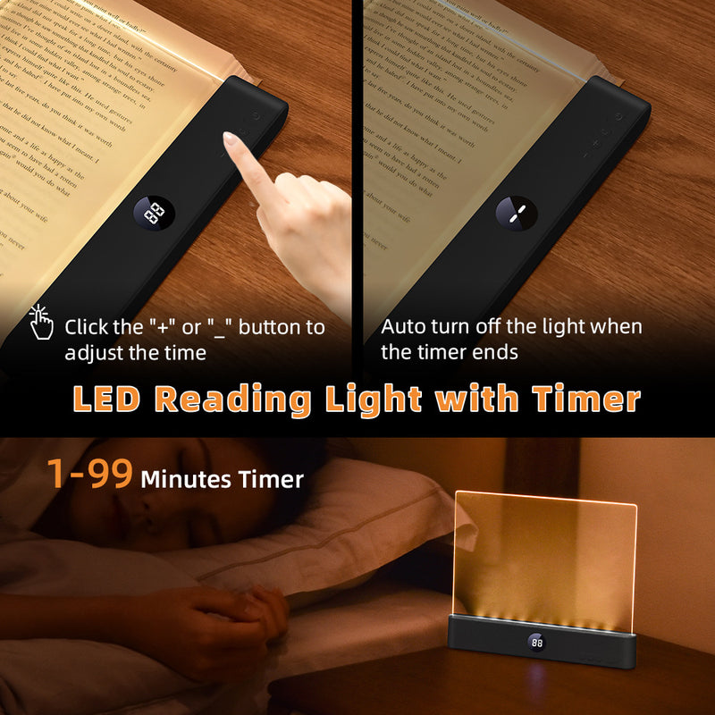 1200mAh battery + 3 color temperatures + brightness adjustment + timer off LED Reading Light USB Powered Night Light - BsBuy