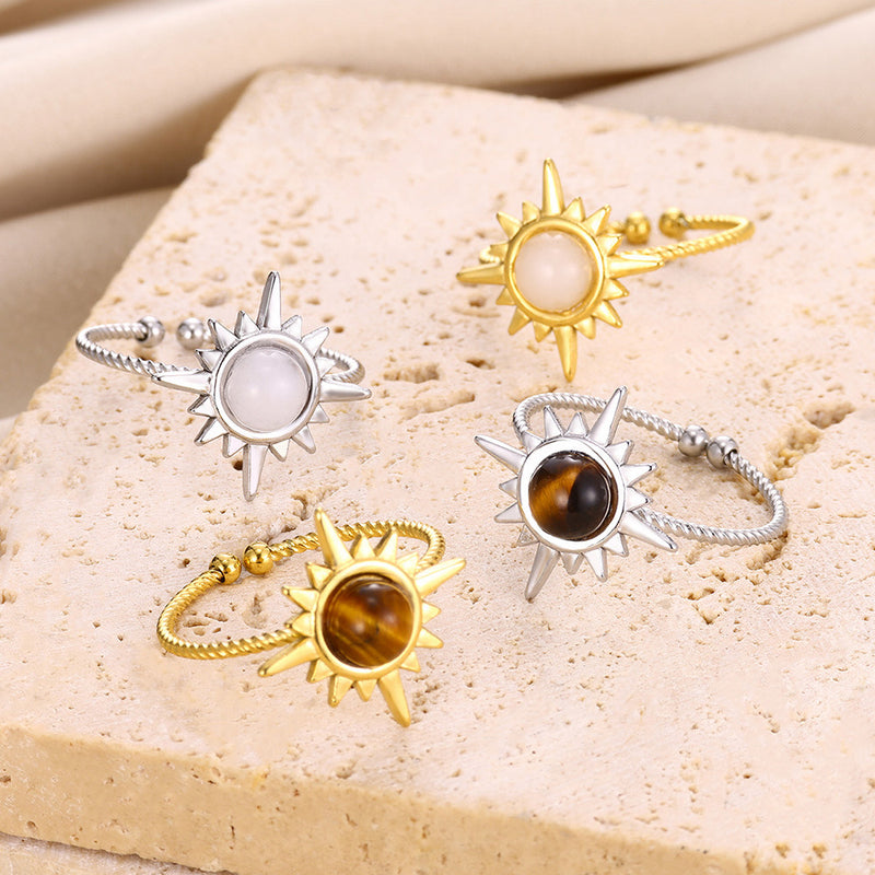 Bohemian Sun Star Adjustable Stainless Steel Ring - BsBuy