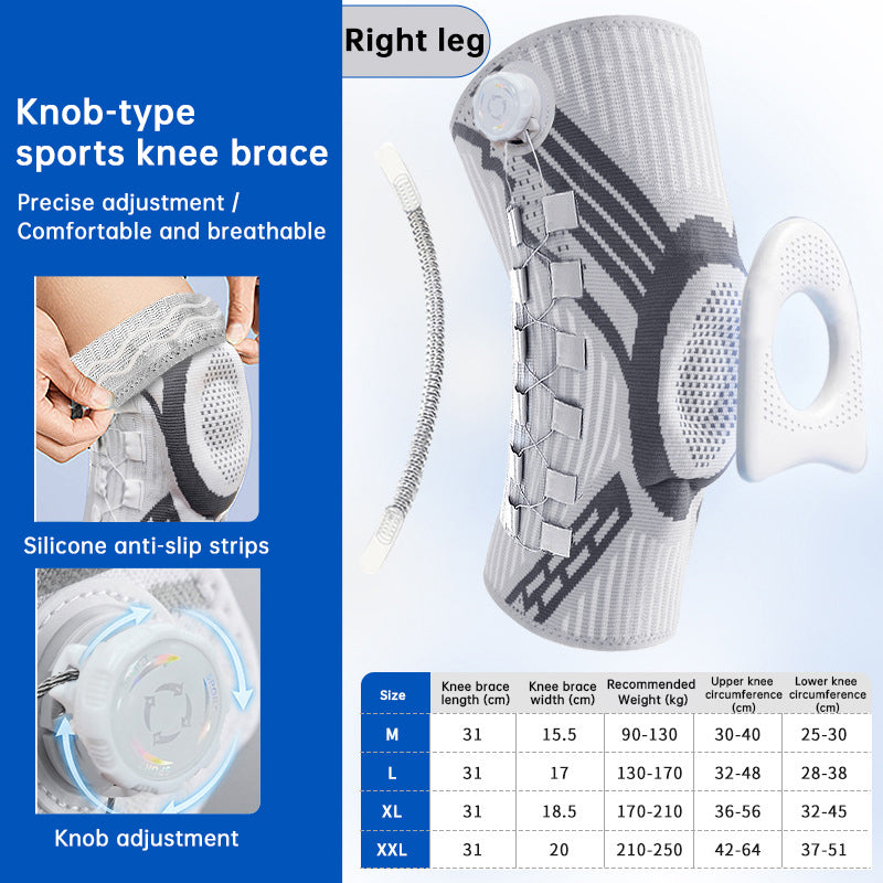 Adjustable Knob Knee Brace with Spring Support — Non-Slip Compression Sports Protector | Left & Right | M–2XL - BsBuy
