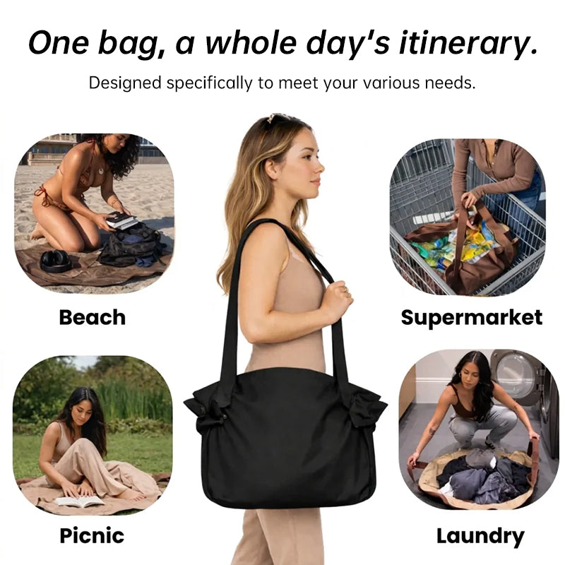 Foldable Travel Duffel Bag — Large Capacity Waterproof Tote | Weekend, Gym & Beach | Black & Brown - BsBuy