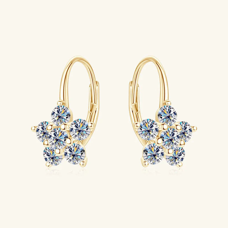 1.2 Carat Moissanite Flower Huggie Earrings — S925 Sterling Silver | D Colour VVS1 Clarity - BsBuy