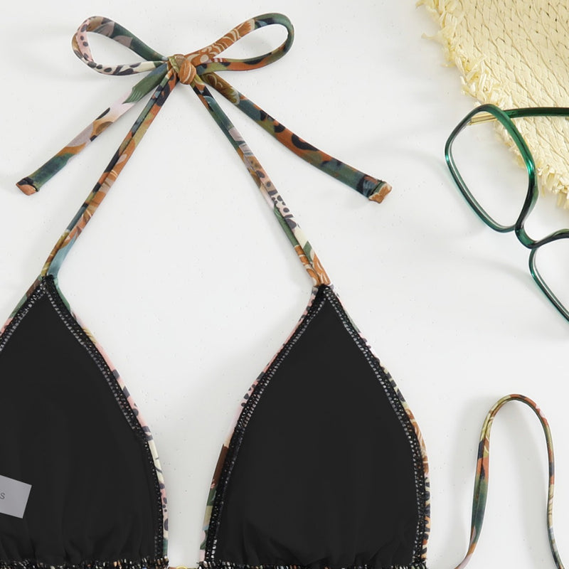 Double tie bikini split swimsuit - BsBuy