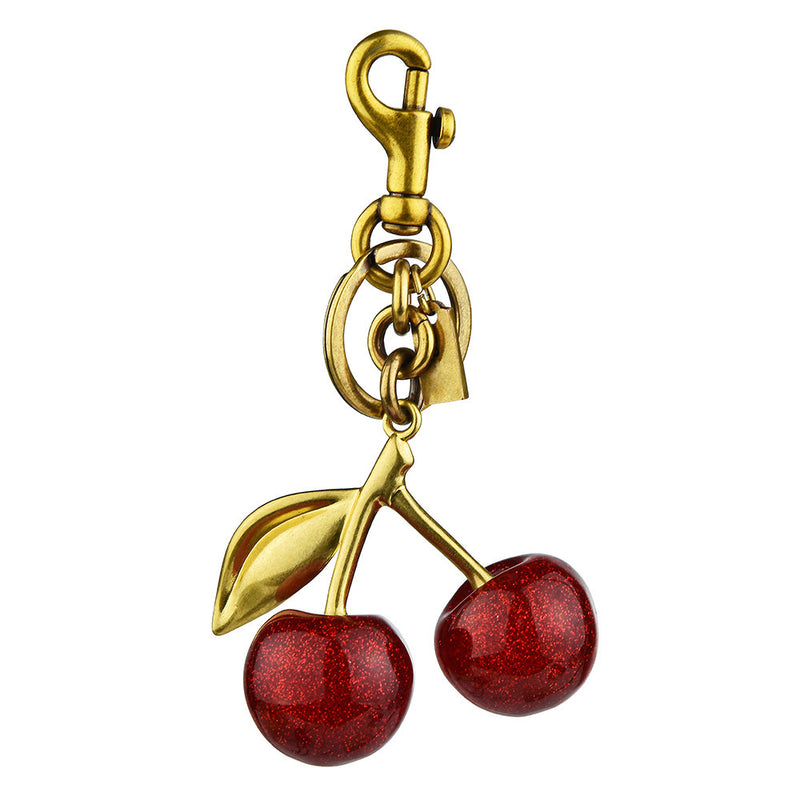 Crystal Cherry Keychain Bag Charm — Gold-Plated Alloy Luggage Pendant | Red & Pink - BsBuy