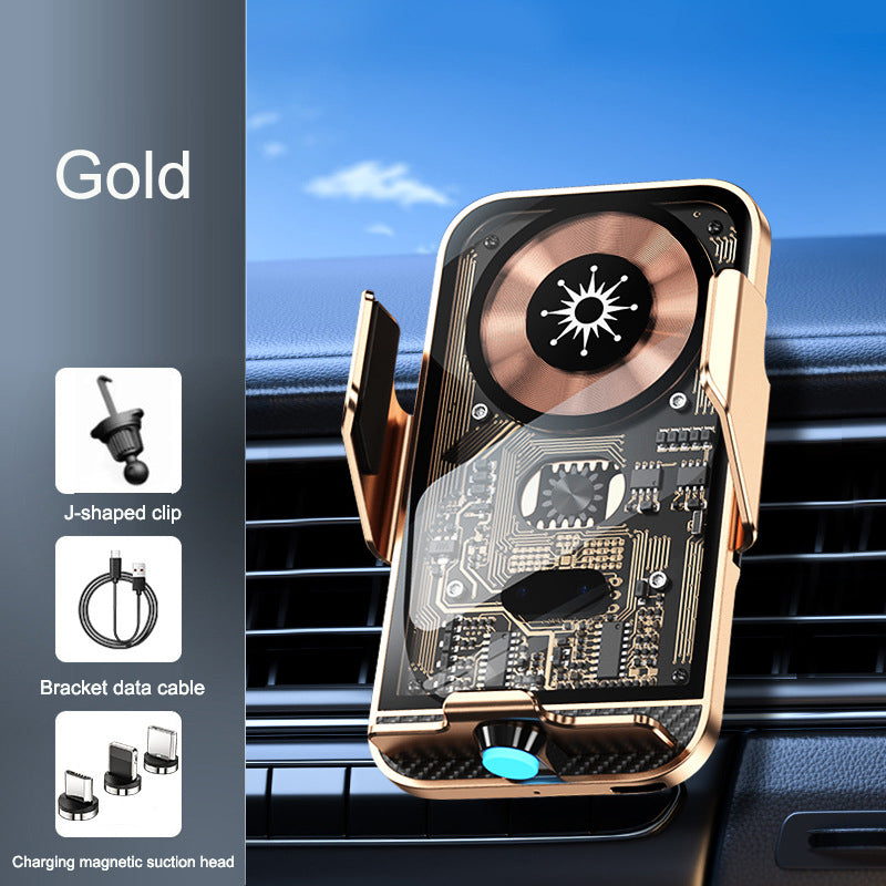 C11 Wireless Car Phone Holder & Charger β Infrared Auto-Clamp | 15W Fast Charge | Punk Transparent Design - BsBuy