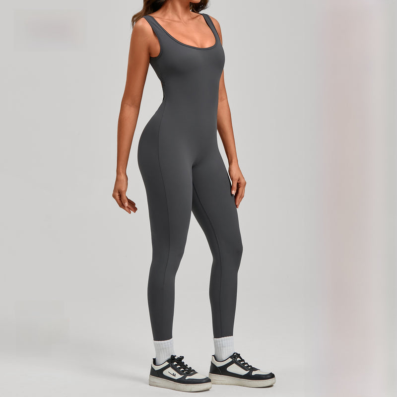 One-Piece Fitness Suit — Backless V-Neck Yoga & Gym Bodysuit - BsBuy