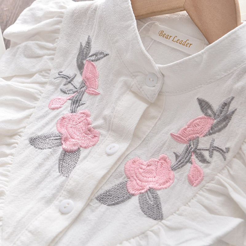 Girls Floral Embroidered Sleeveless Top & Shorts Set – Summer Two-Piece Outfit - BsBuy