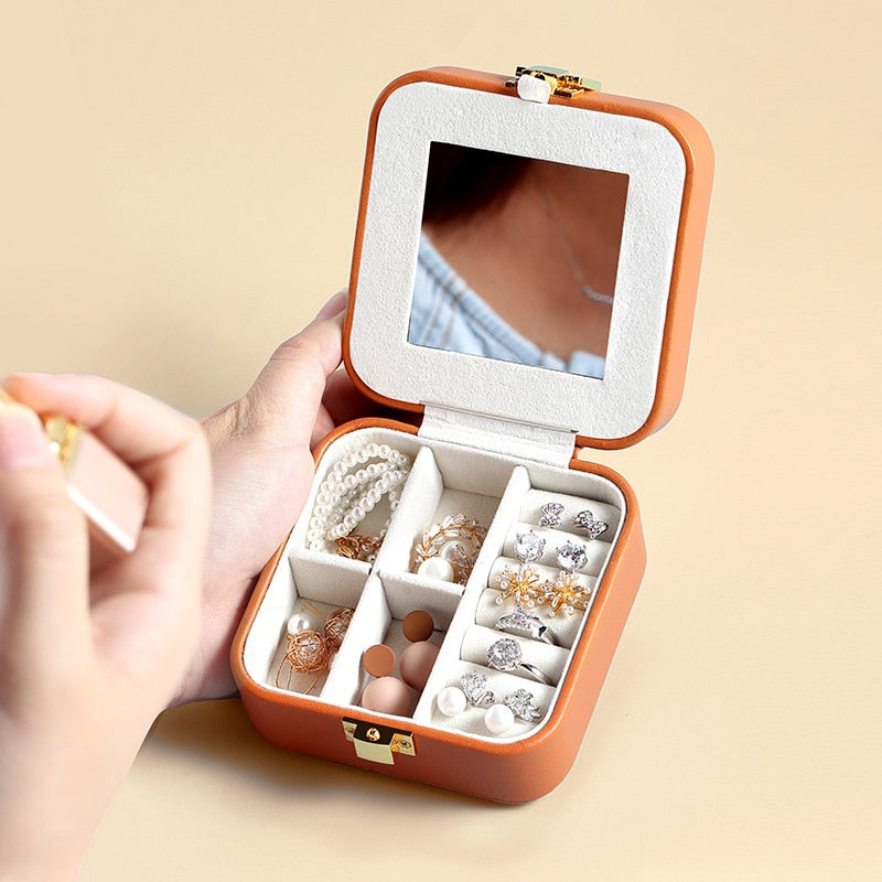 Casegrace PU Leather Mini Jewelry Box Organizer for Jewelry Earrings Necklace Ring Storage Casket Travel Portable Jewellery Case - BsBuy