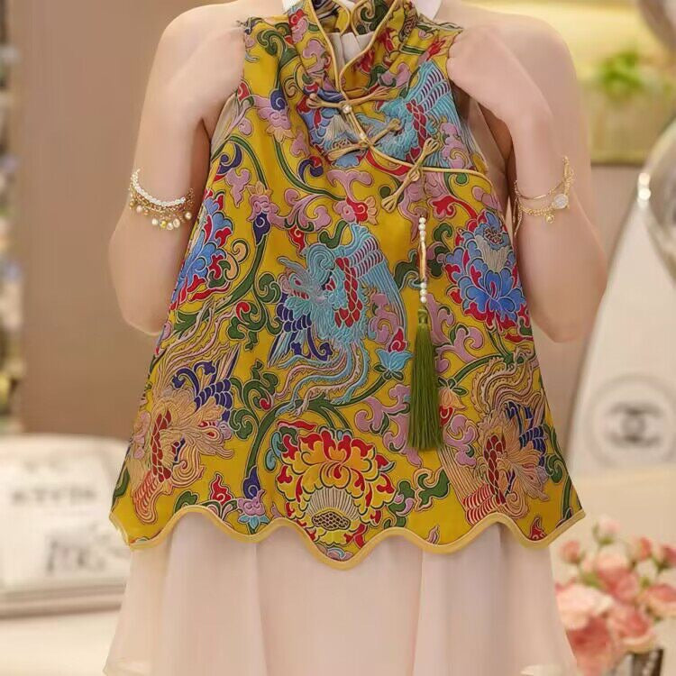 Girls' New Dress Summer New National Fashion Improved Cheongsam Dress Children's Stylish Princess Dress Foreign Trade - BsBuy