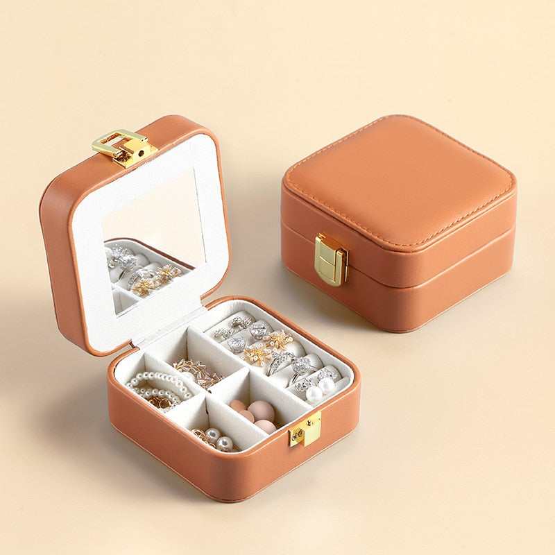 Casegrace PU Leather Mini Jewelry Box Organizer for Jewelry Earrings Necklace Ring Storage Casket Travel Portable Jewellery Case - BsBuy