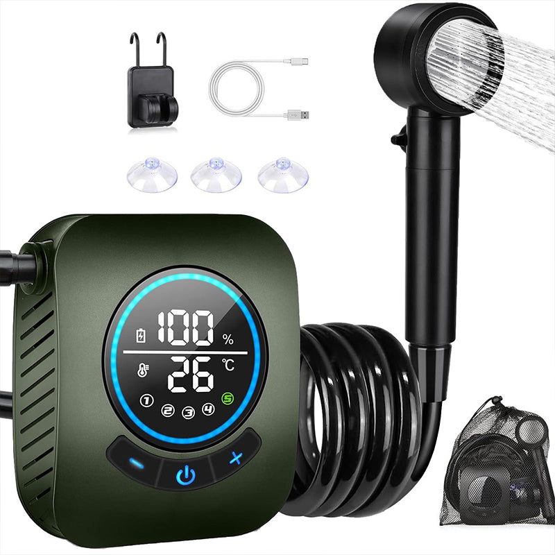8000mAh Portable Camping Shower, IPX8 Waterproof Rechargeable Outdoor Shower Pump with Hose - BsBuy