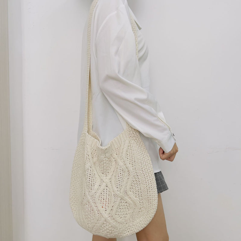 New Bag Knitted Bag Messenger Bag Solid Color Tote Bag Twist Bag Retro Bag Women's Bag Trend - BsBuy