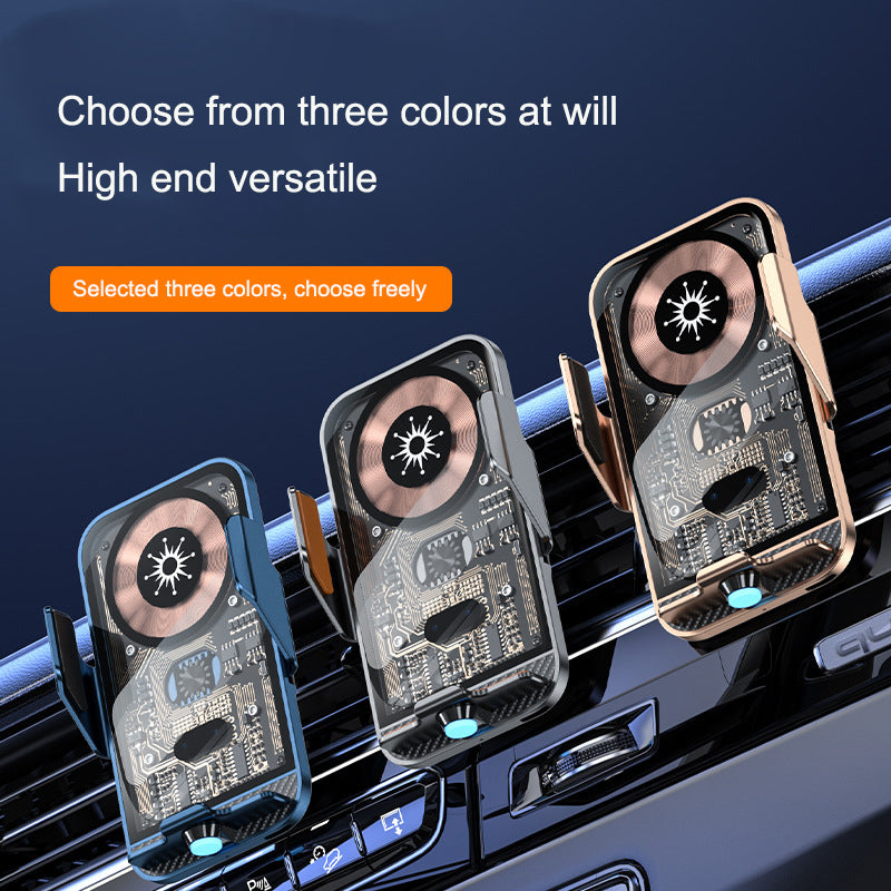 C11 Wireless Car Phone Holder & Charger β Infrared Auto-Clamp | 15W Fast Charge | Punk Transparent Design - BsBuy