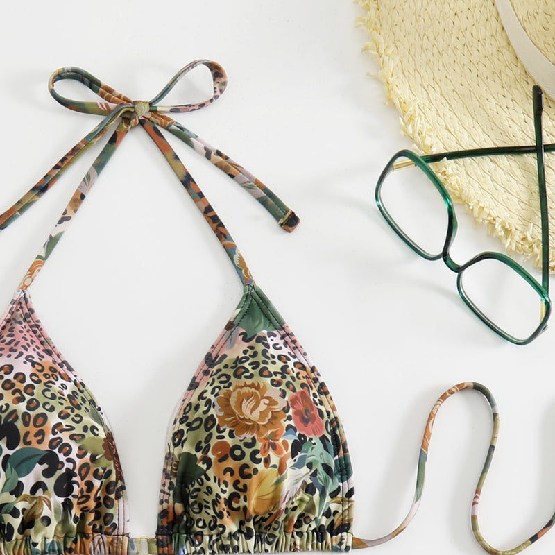 Double tie bikini split swimsuit - BsBuy