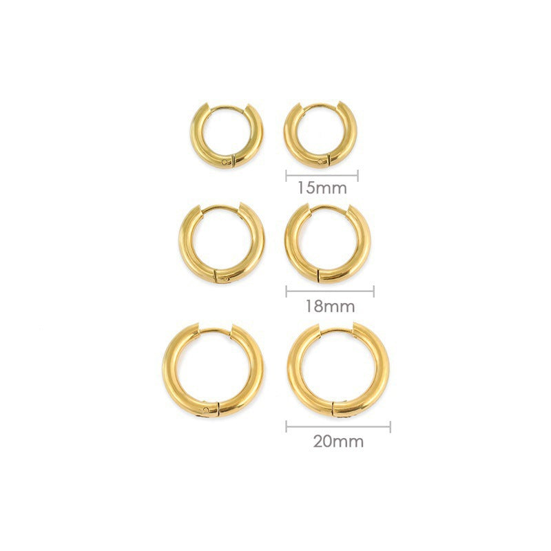 Stainless Steel Circle Earrings Set — 3 Pairs | Gold & Steel Hoop Earrings for Women - BsBuy