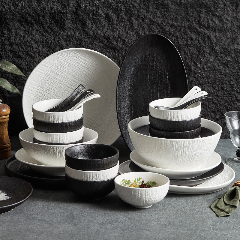 Black and White Ceramic Dishes, Dishes, Home Eating Bowls, Soup Bowls, Fish Plates