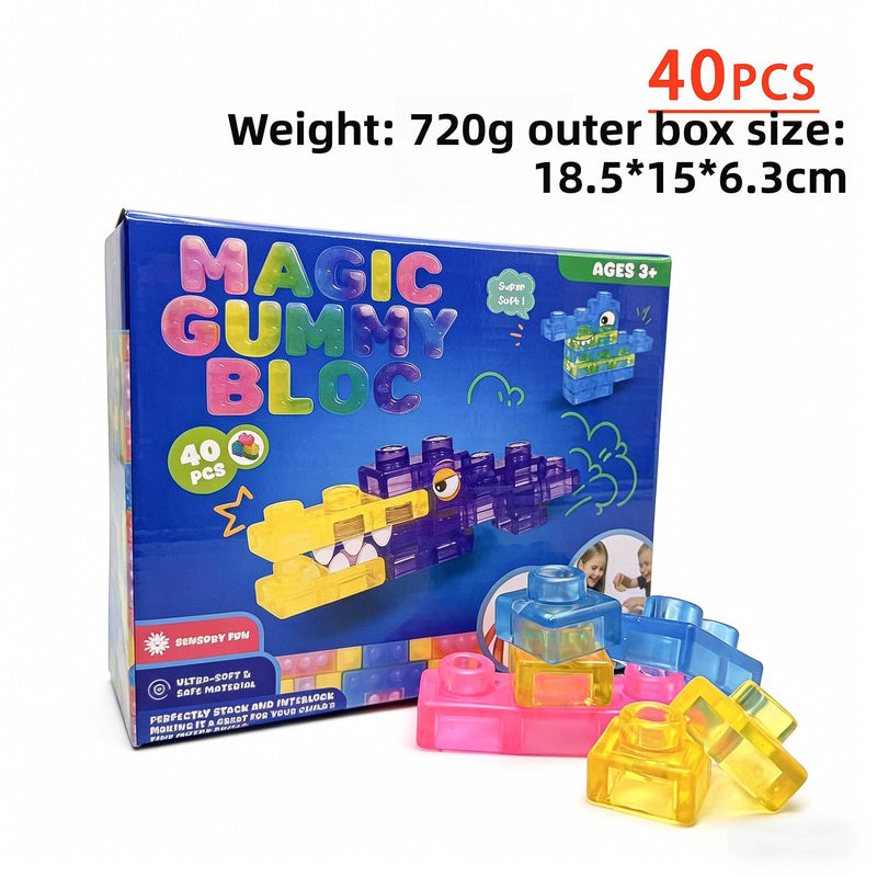 BsBuy Sensory Soft Silicone Building Blocks | Squeeze & Stack Toy Set | 28, 40 or 56 Pieces