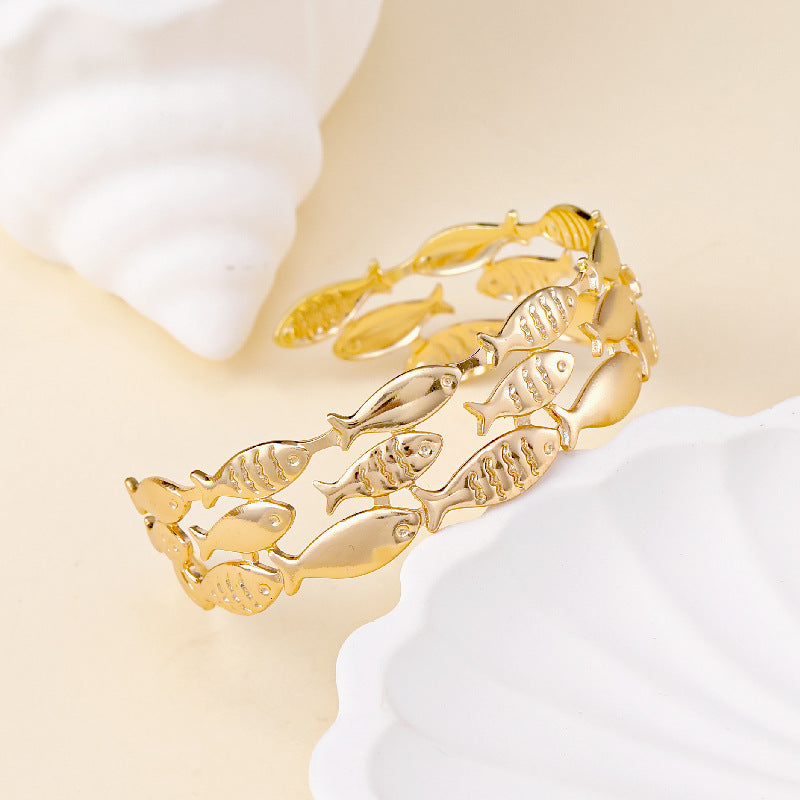 Fish Scale Patchwork Metal Bracelet – Statement Jewellery - BsBuy