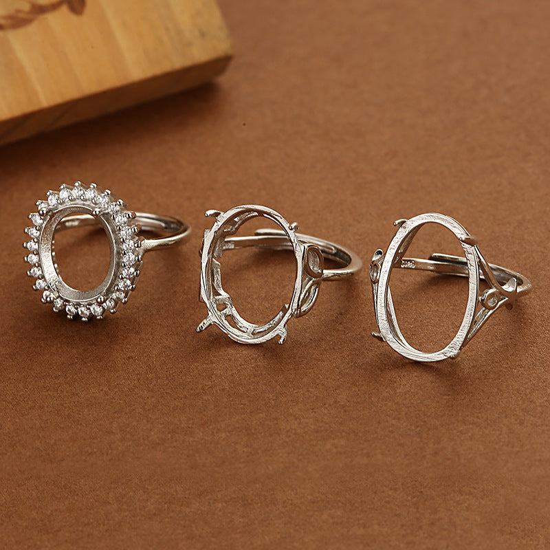 Silver-Plated Floral Adjustable Ring β Crystal Flower Statement Ring - BsBuy