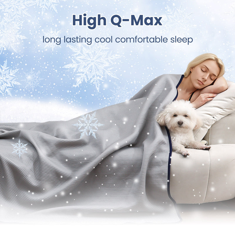 Cooling Blanket | Instant Cool-Touch Fabric | 4 Sizes | Blue & Grey - BsBuy