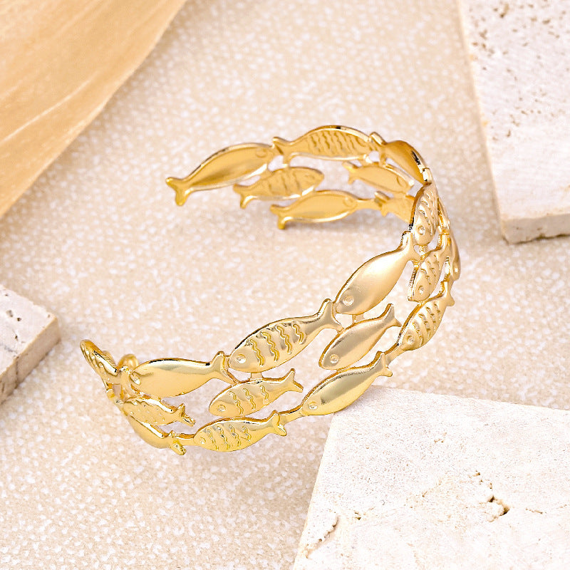 Fish Scale Patchwork Metal Bracelet – Statement Jewellery - BsBuy