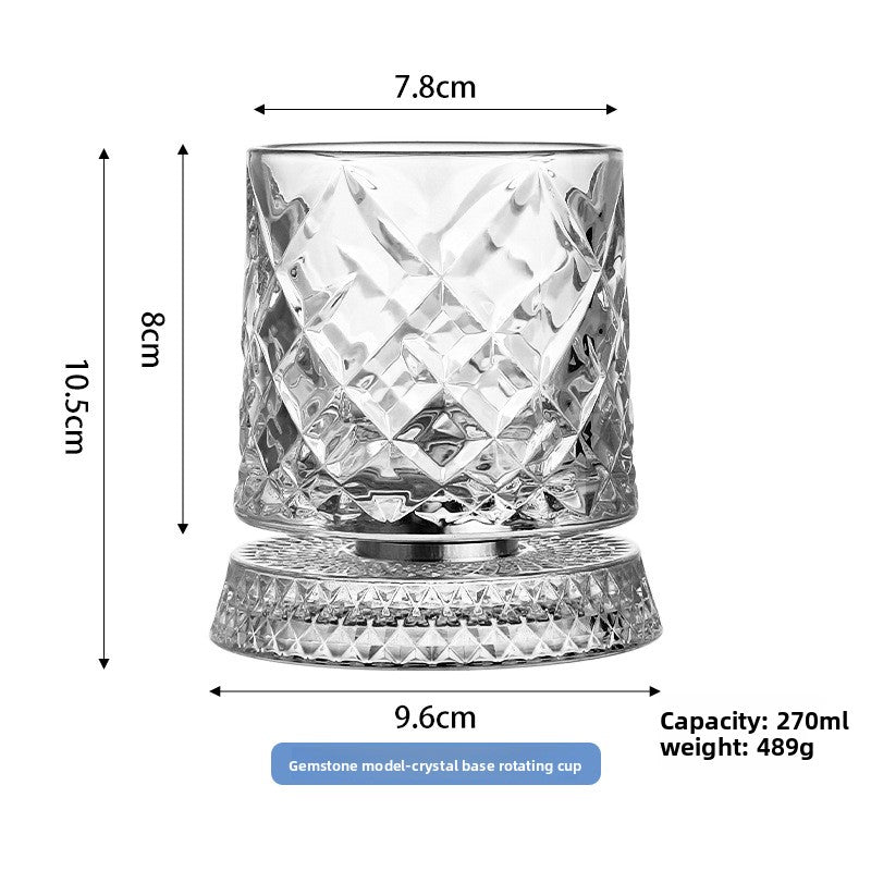 Crystal Base Rotating Whiskey Glass - BsBuy