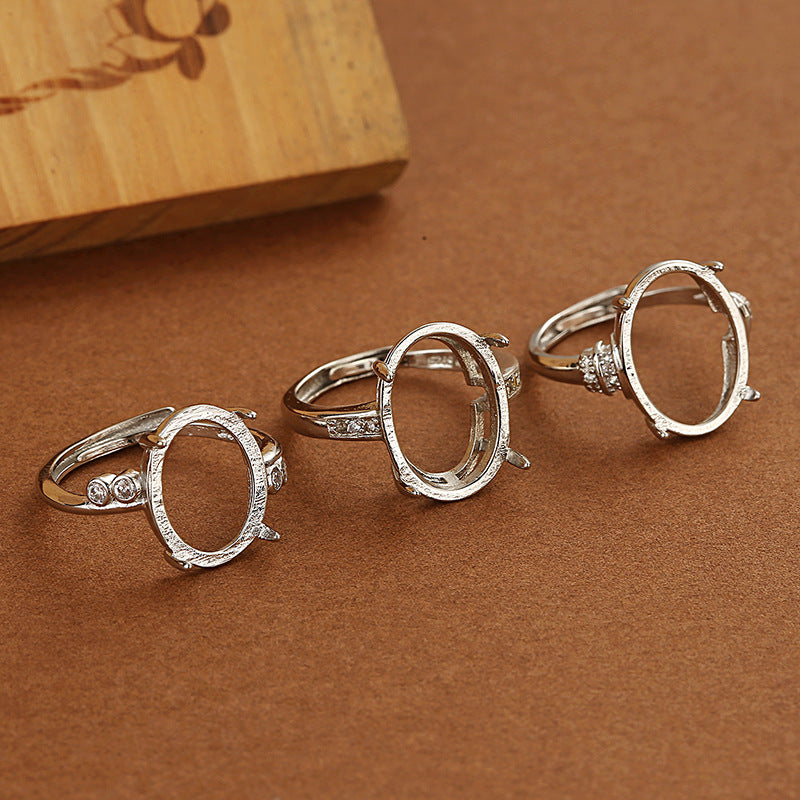 Silver-Plated Floral Adjustable Ring β Crystal Flower Statement Ring - BsBuy