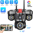 6MP Triple Lens Triple View Security Camera Wireless WiFi Outdoor HD Surveillance Camera for Home Remote Monitoring - BsBuy