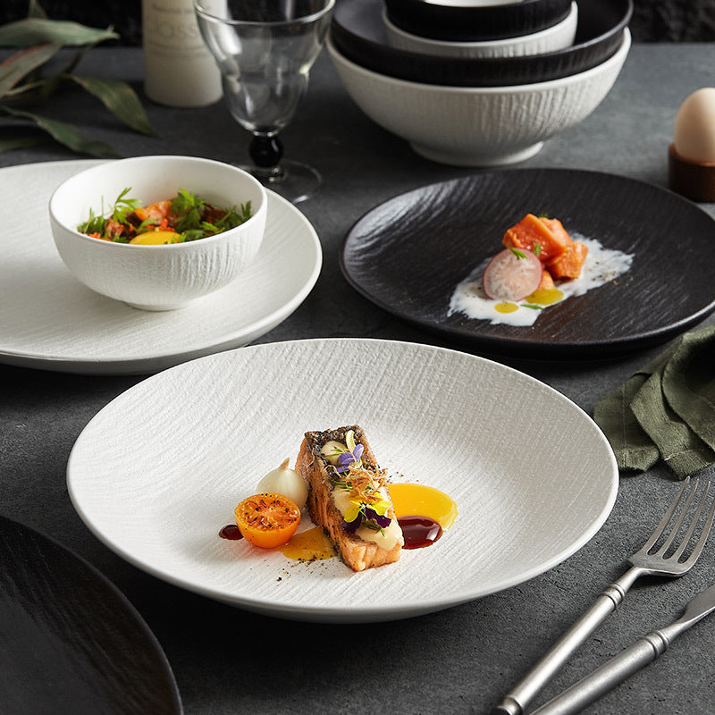 Black and White Ceramic Dishes, Dishes, Home Eating Bowls, Soup Bowls, Fish Plates