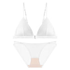 Wire-Free French Triangle Cup Bra Set — Suede Thin Mould, Beautiful Back | White, Pink, Black & Red - BsBuy
