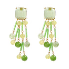 Fruit Floral Tassel Earrings — Rhinestone Embellished Alloy Drop Earrings for Women - BsBuy