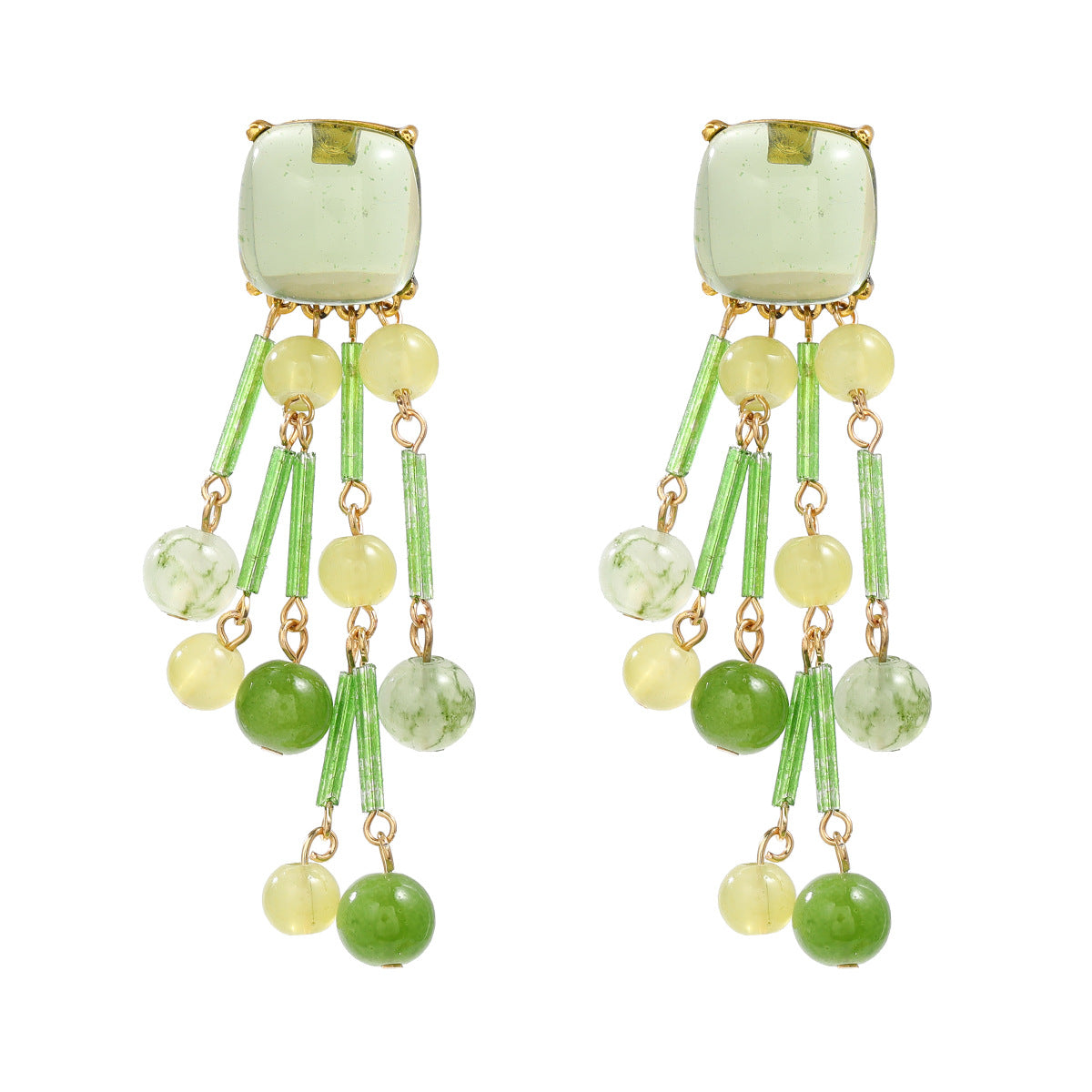 Fruit Floral Tassel Earrings — Rhinestone Embellished Alloy Drop Earrings for Women - BsBuy