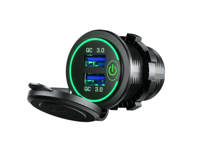 36W QC 3.0 Touch Switch Waterproof Universal Motorcycle Car Truck Boat Dual USB Charger Socket For Phone Tablet Camera GPS DVR - BsBuy