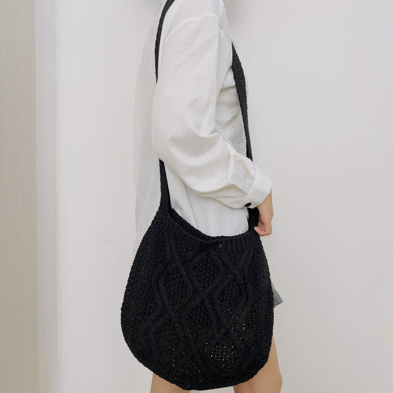 New Bag Knitted Bag Messenger Bag Solid Color Tote Bag Twist Bag Retro Bag Women's Bag Trend - BsBuy