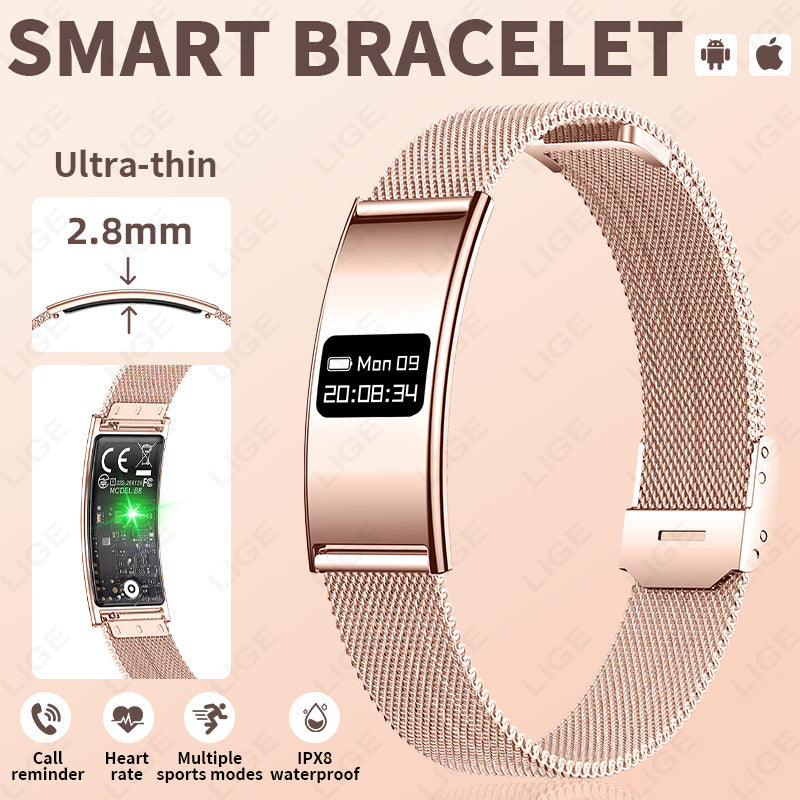 B8 Smart Bracelet, Ultra-Thin Sports Band with Heart Rate, Blood Oxygen, Sleep & Female Menstrual Cycle Health Monitoring - BsBuy