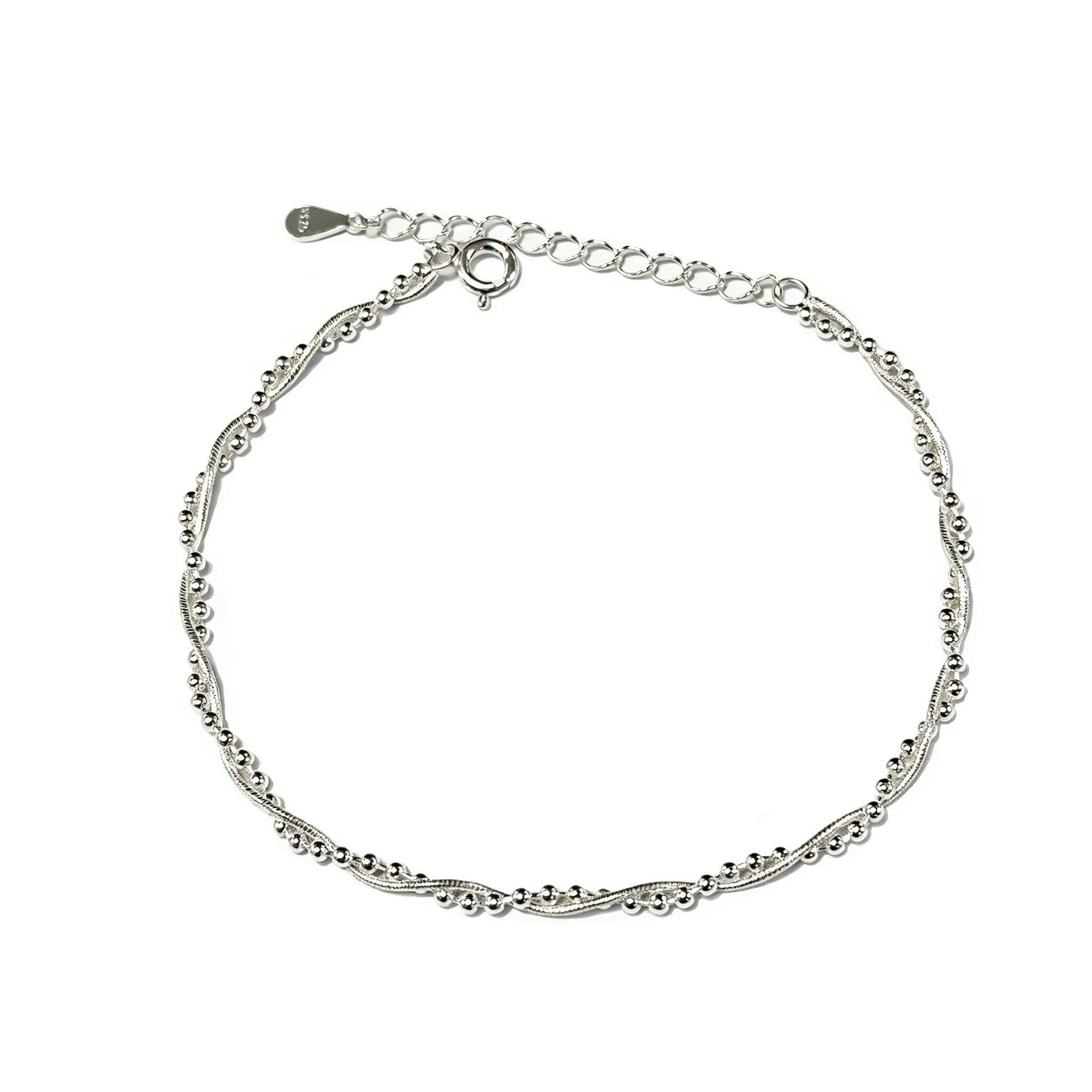 Sterling Silver Double-Layer Bead Bracelet | S925 | Korean Minimalist - BsBuy