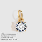 Birthstone Zircon Necklace Pendant — Stainless Steel Round Charm | 12 Months | Gold & Steel - BsBuy