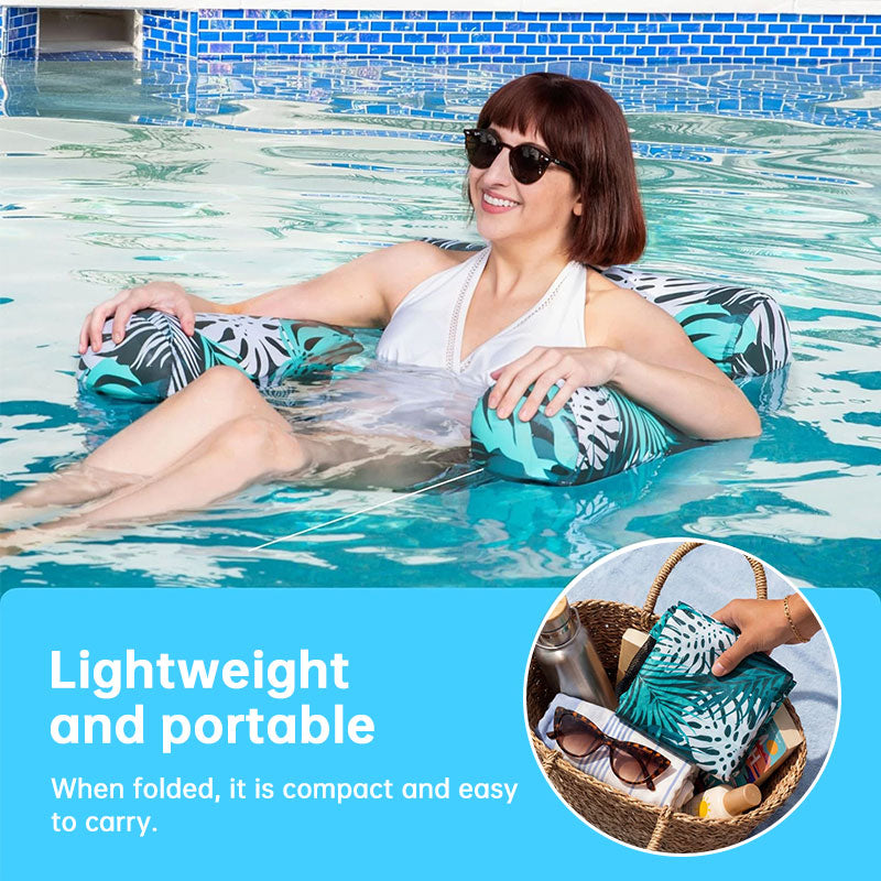 Inflatable Pool Hammock Float — Foldable Water Lounge Chair & Recliner for Adults | Blue & Green - BsBuy