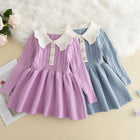 Fashionable Solid Color Long Sleeve Princess Dress Casual Winter Wear - BsBuy