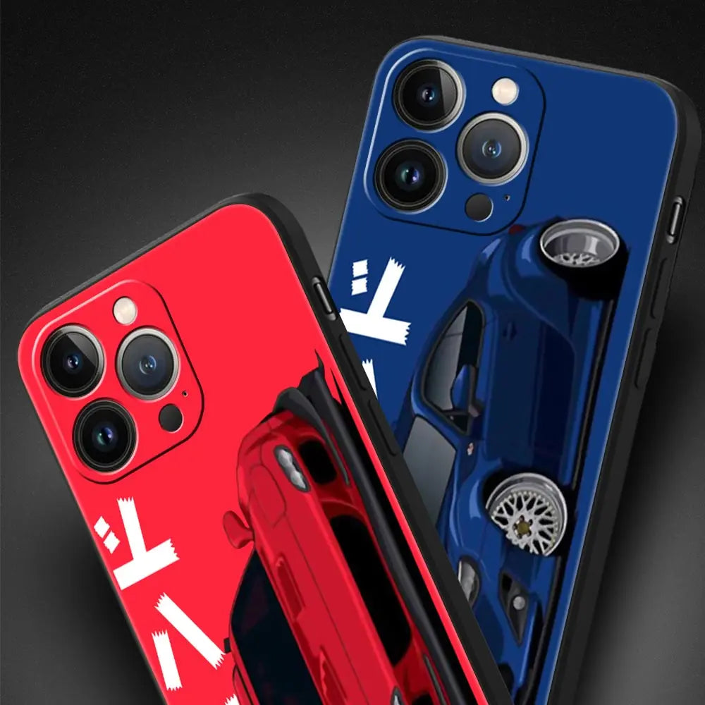 Luxury Phone Case For iPhone 11 12 13 15 14 Pro Max X XR XS 7 8 Plus SE 2020 Black Soft Cover Funda JDM Tokyo Drift Sports Car - BsBuy