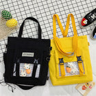 New Canvas Transparent Bag Student Canvas Bag Female Messenger Printed Canvas Bag Shoulder Bag Messenger Bag - BsBuy