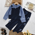 Girls' Sporty Two-Piece Set with Long Sleeve Mock Two-Piece Top and Bow Pants - BsBuy