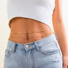 Luxe Double-Layered Waist Chain — Pearl & Geometric Sequin Body Jewellery - BsBuy