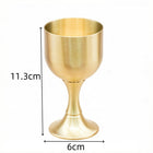 Copper Wine Cup Set - Large, Medium, Small - Pure Brass Antique Stemmed Cup for Offering, Feng Shui God of Wealth, Water Cup - BsBuy