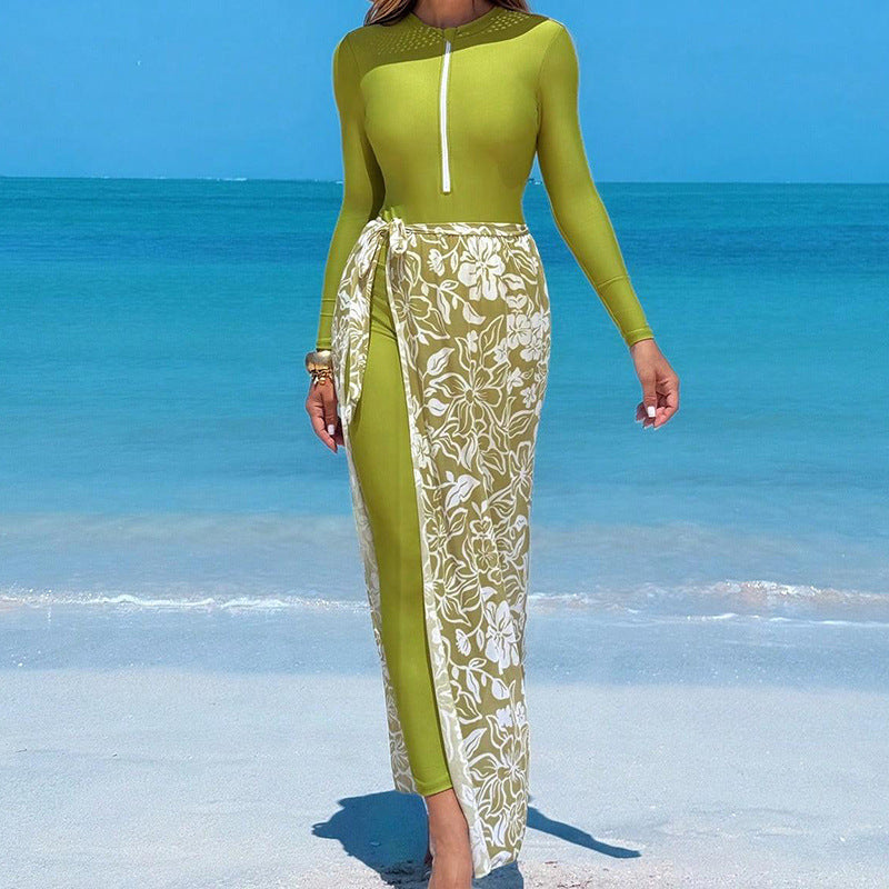 Long Pants Bikini Three-Piece Swimsuit Women's Printed Beach Dress Swimwear - BsBuy