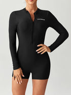 Solid color long sleeved one-piece flat angle swimsuit - BsBuy