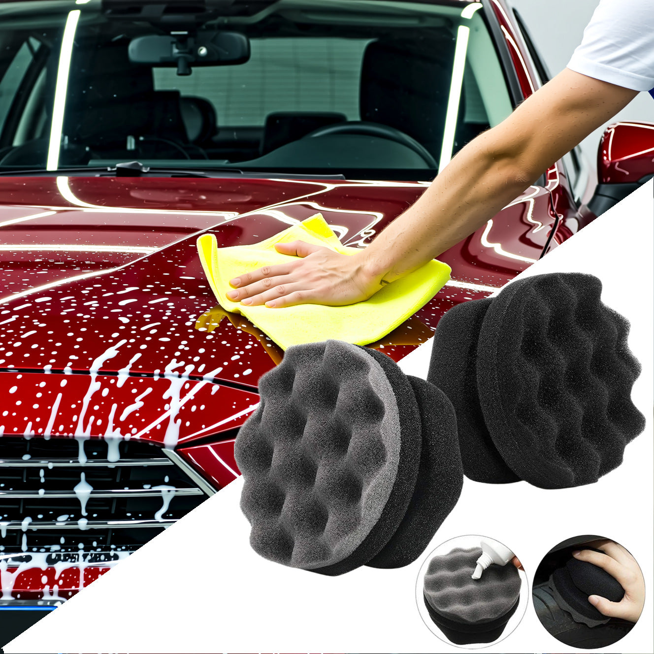 Car Polishing Sponge Wheel – Self-Adhesive Scratch-Free Pad for Polishing Machines | 2 Sizes - BsBuy