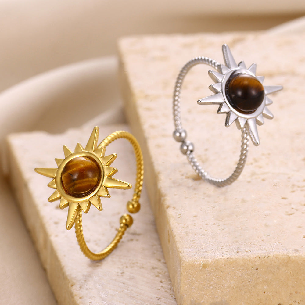 Bohemian Sun Star Adjustable Stainless Steel Ring - BsBuy