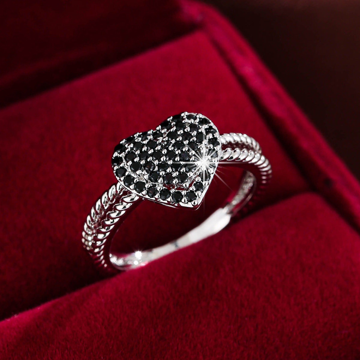 Heart-Shaped Zircon Ring | Gold, Silver & Gunmetal | 12 Colours | Sizes 6–9 - BsBuy